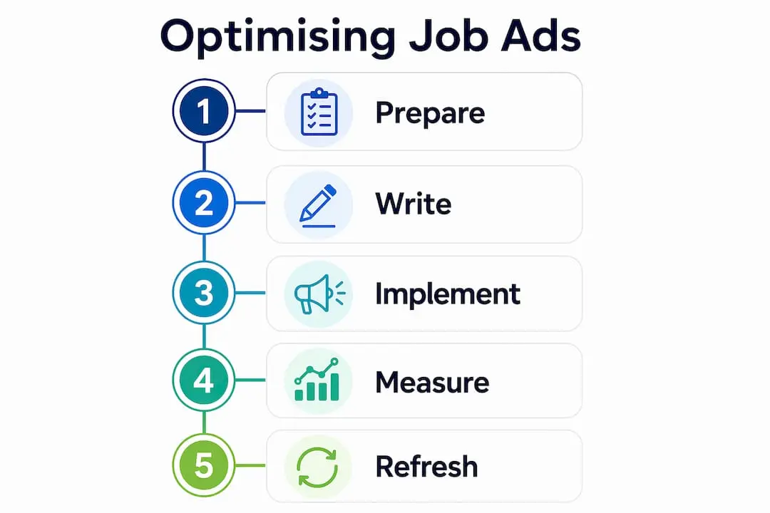Infographic showing steps to optimise job ads