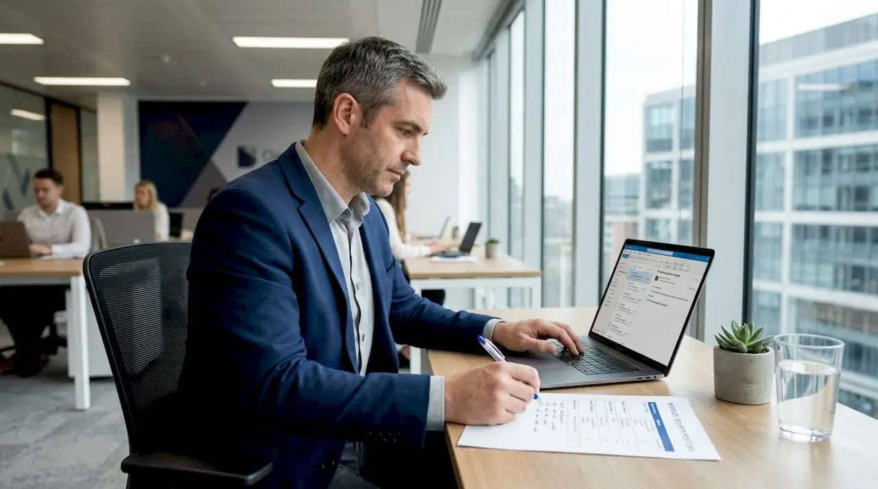 Hiring manager reviewing applicant shortlist