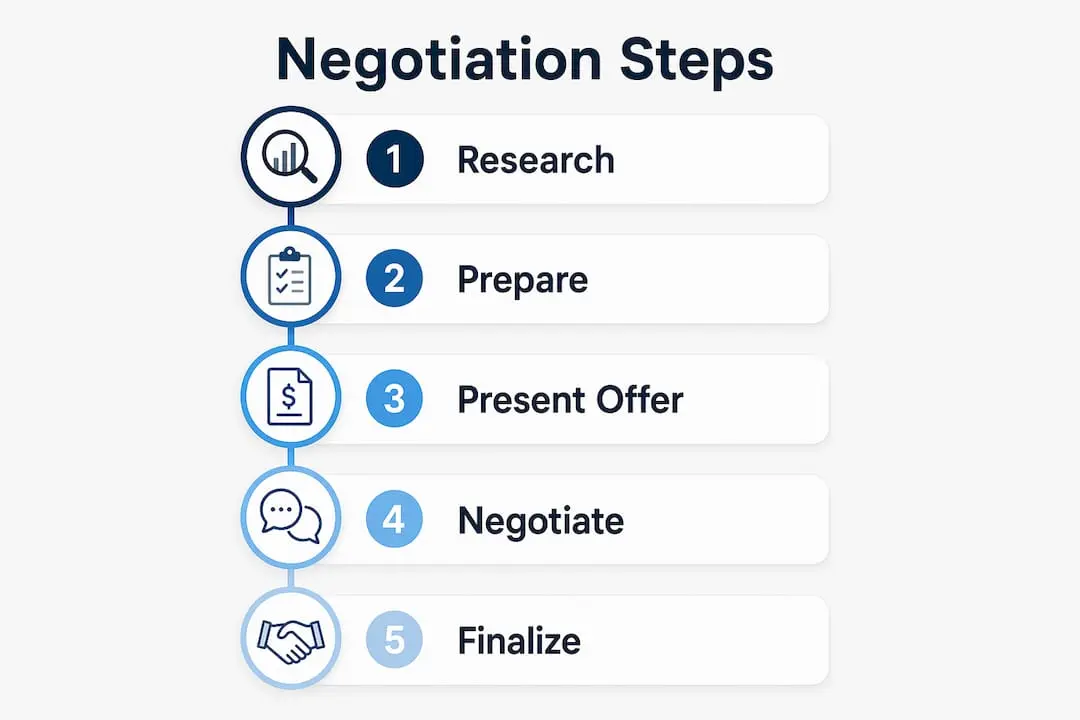 Step-by-step job offer negotiation infographic