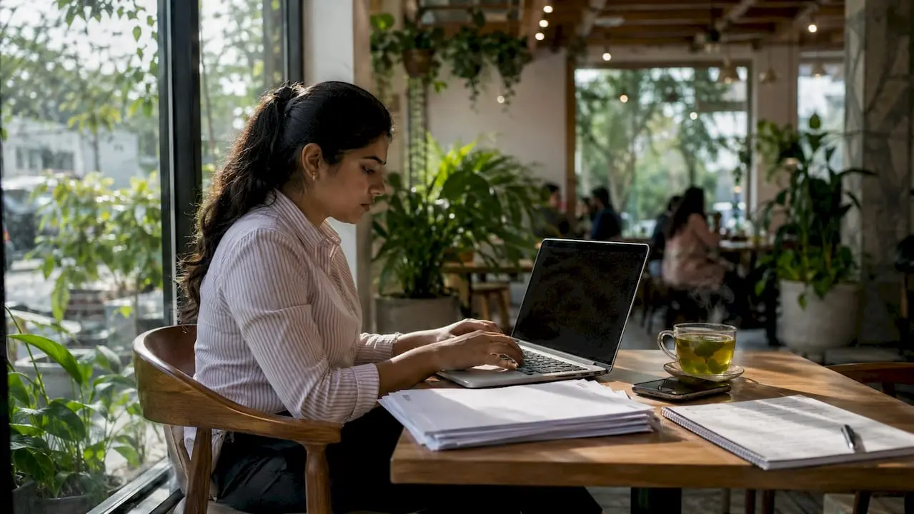 Job seeker browsing UK job boards on laptop