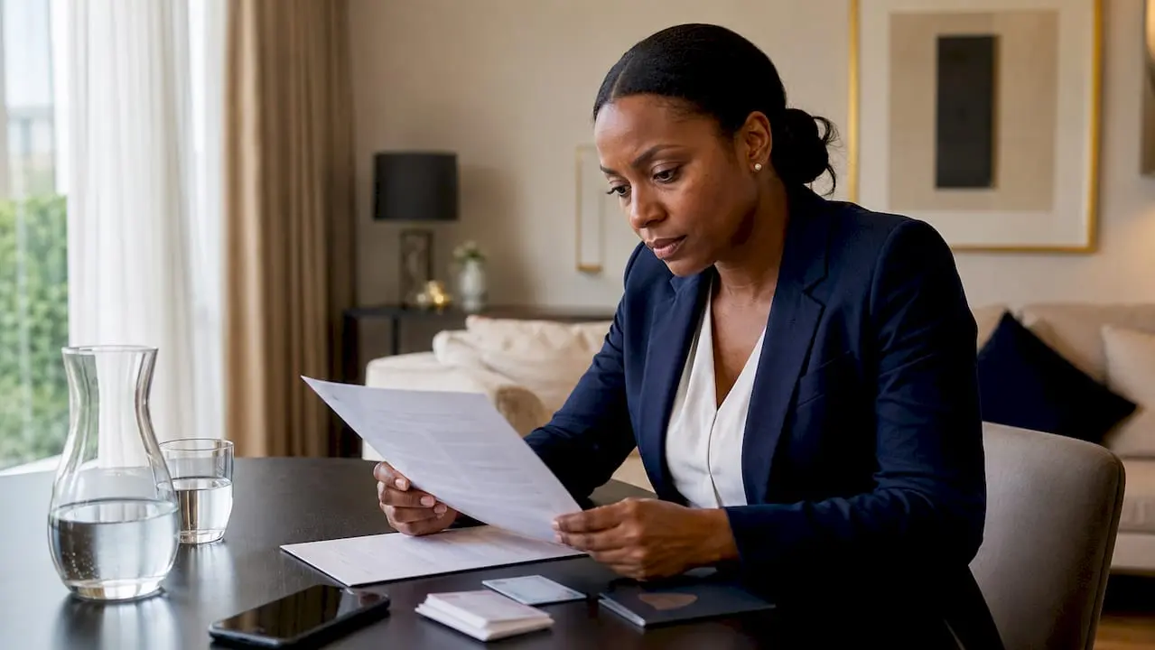 Candidate reviewing eligibility documents for security job