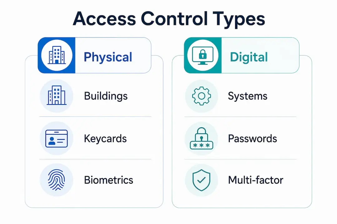 Infographic comparing physical and digital access control