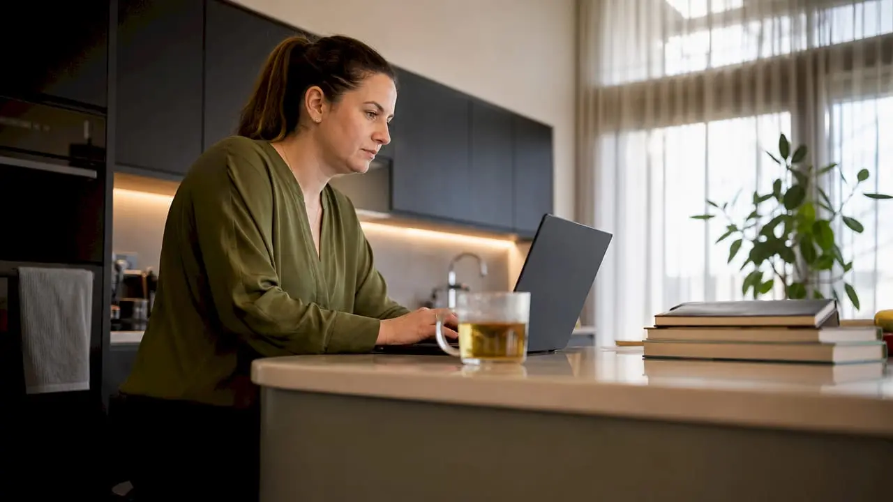 Cybersecurity professional working remotely at home desk