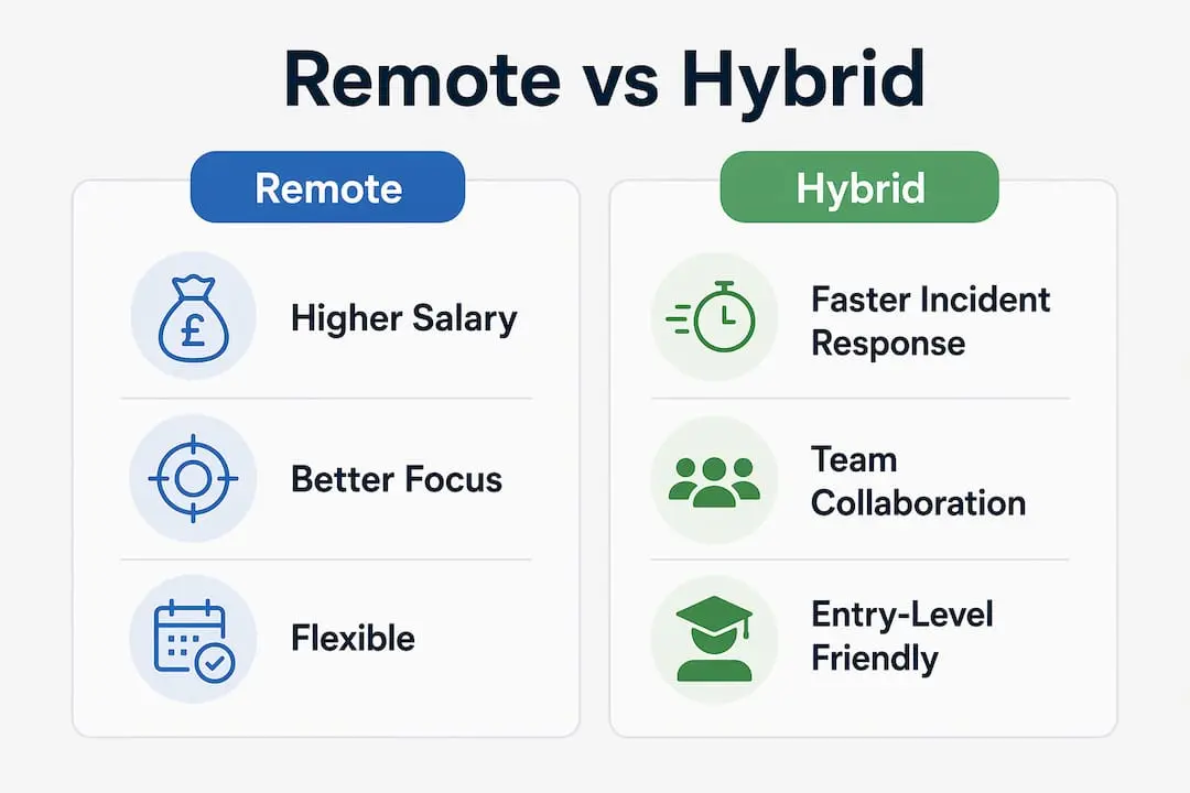 Infographic comparing remote and hybrid security roles