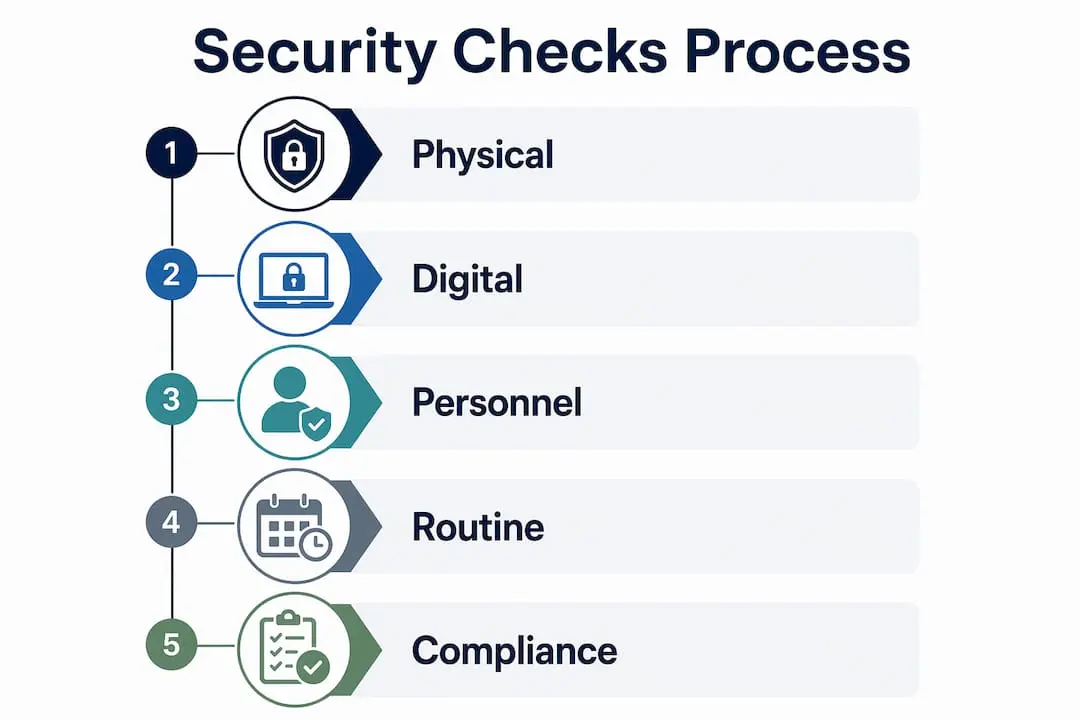 Infographic outlining security check steps UK 2026