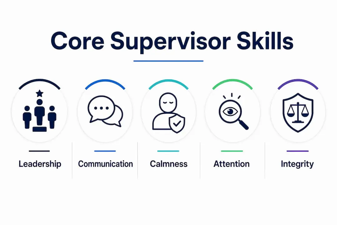 Infographic illustrating key skills of security supervisors