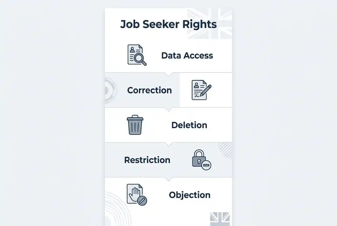Infographic of UK job seeker data rights steps