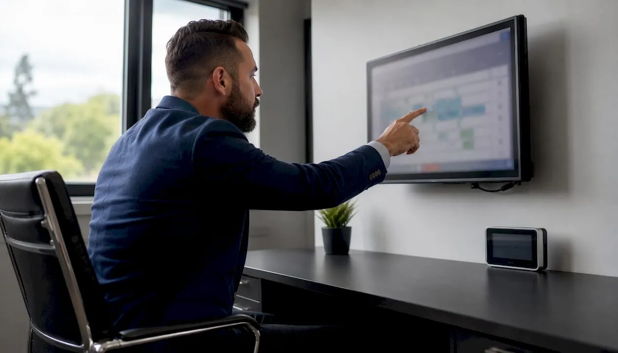 Hands using security workforce scheduling software