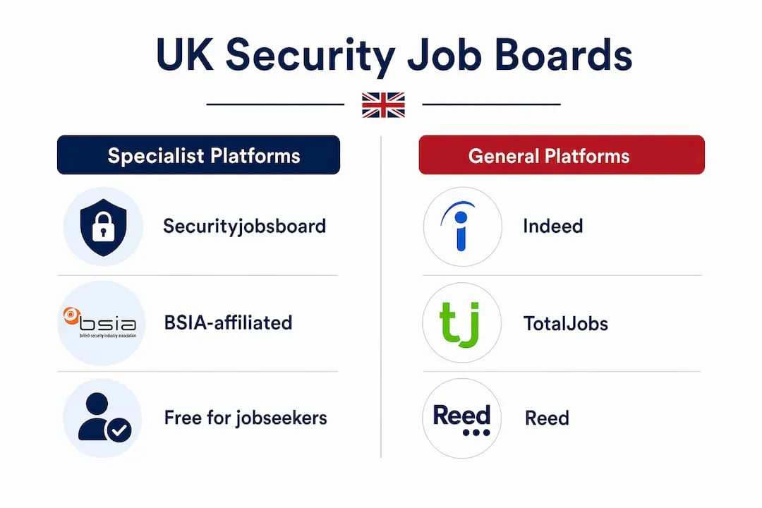 Infographic comparing UK security job boards