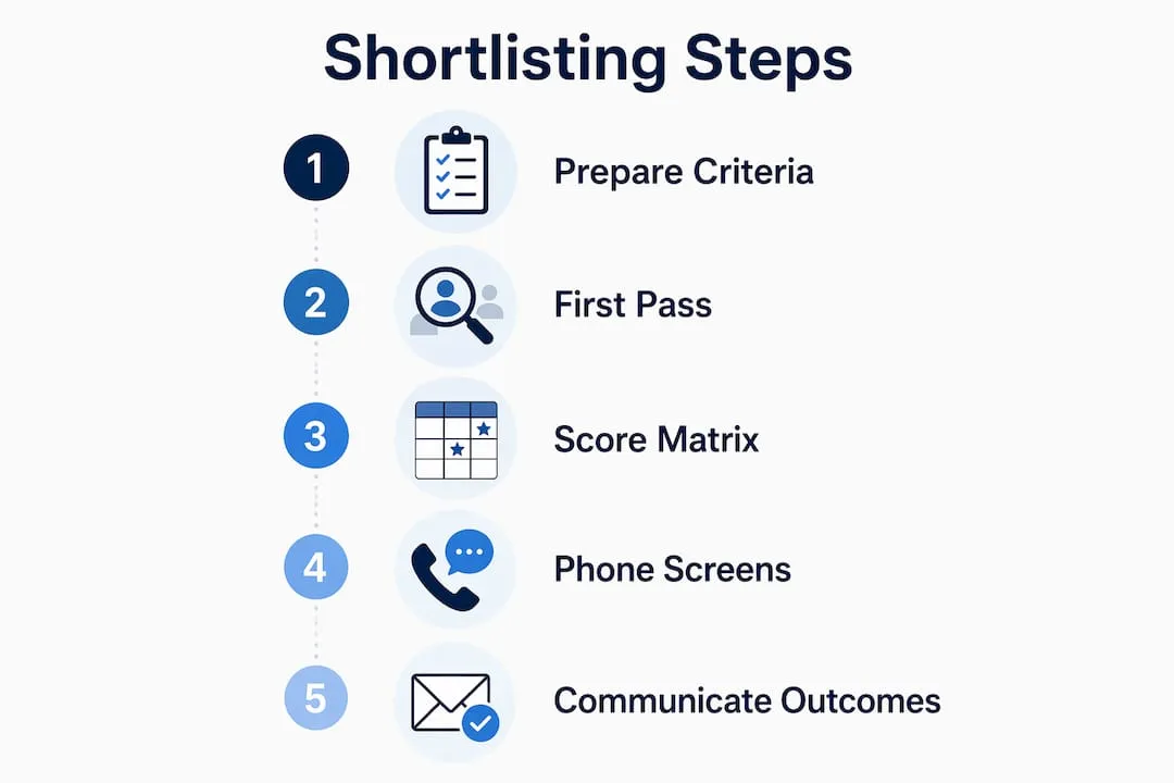 Infographic showing step-by-step CV shortlisting process