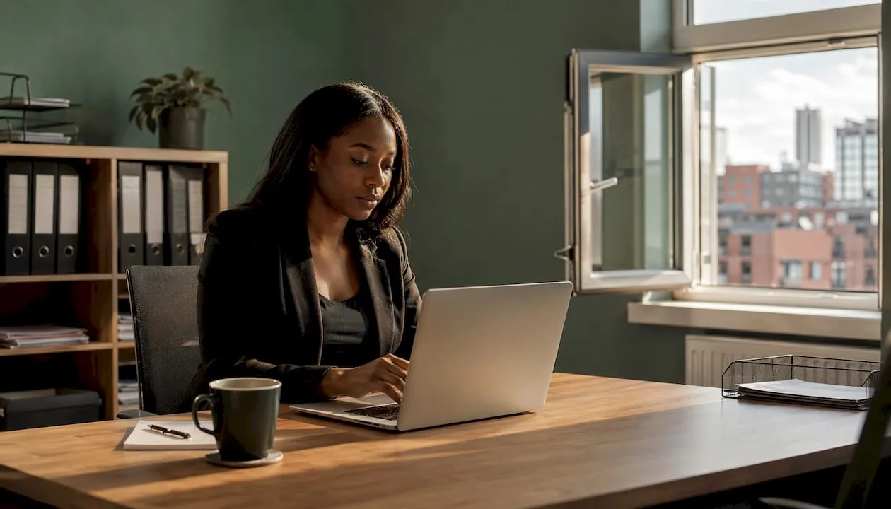 UK recruiter typing candidate communication email