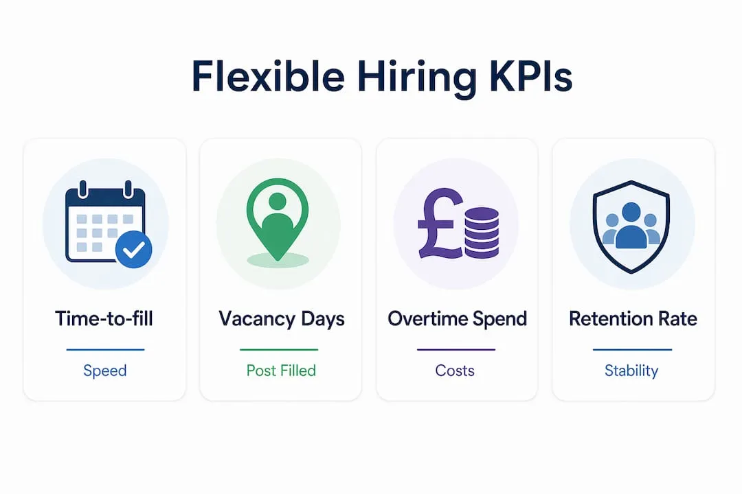 Infographic showing key KPIs for flexible hiring UK security