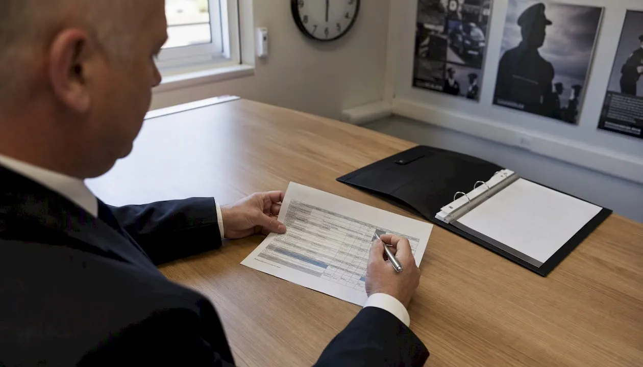 Security professional reviewing skills checklist