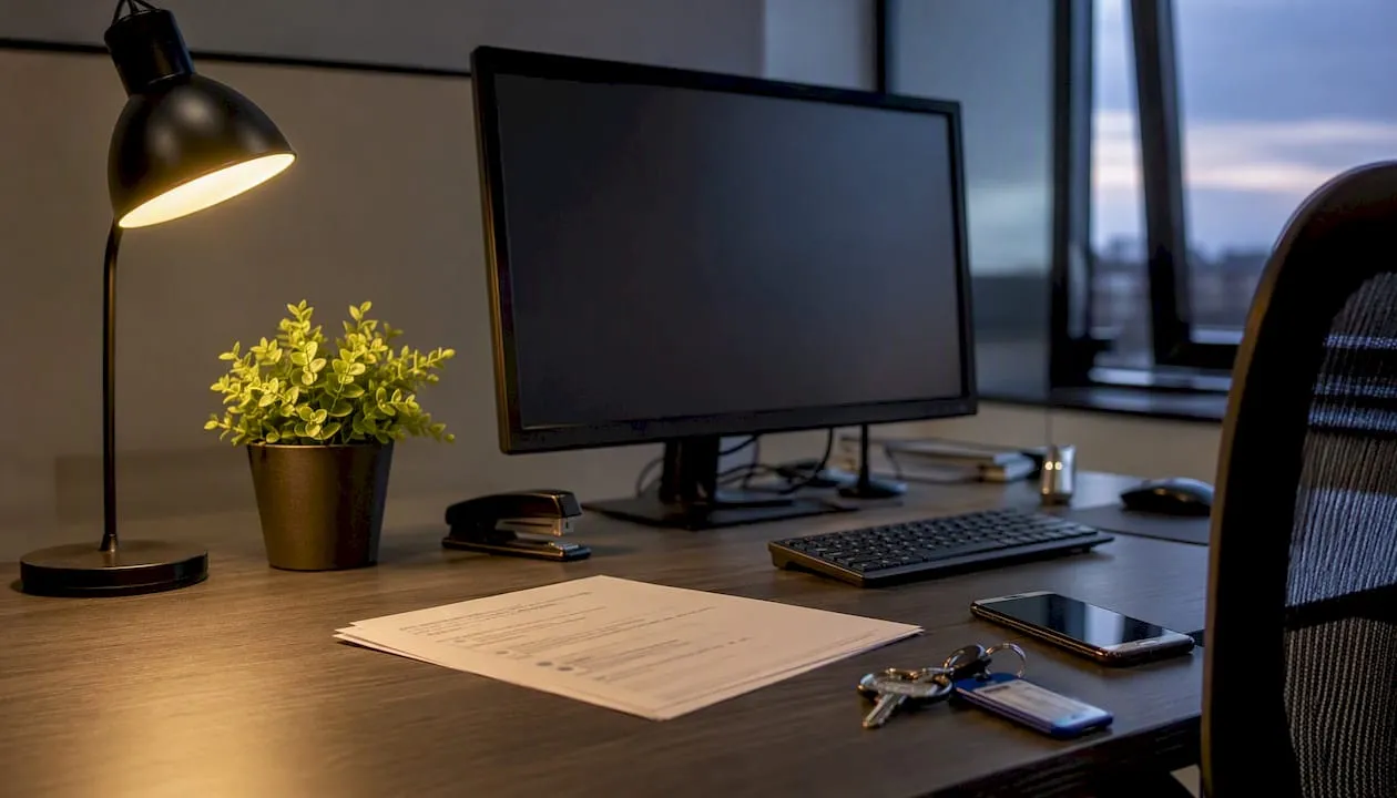 UK security operations manager desk with work essentials