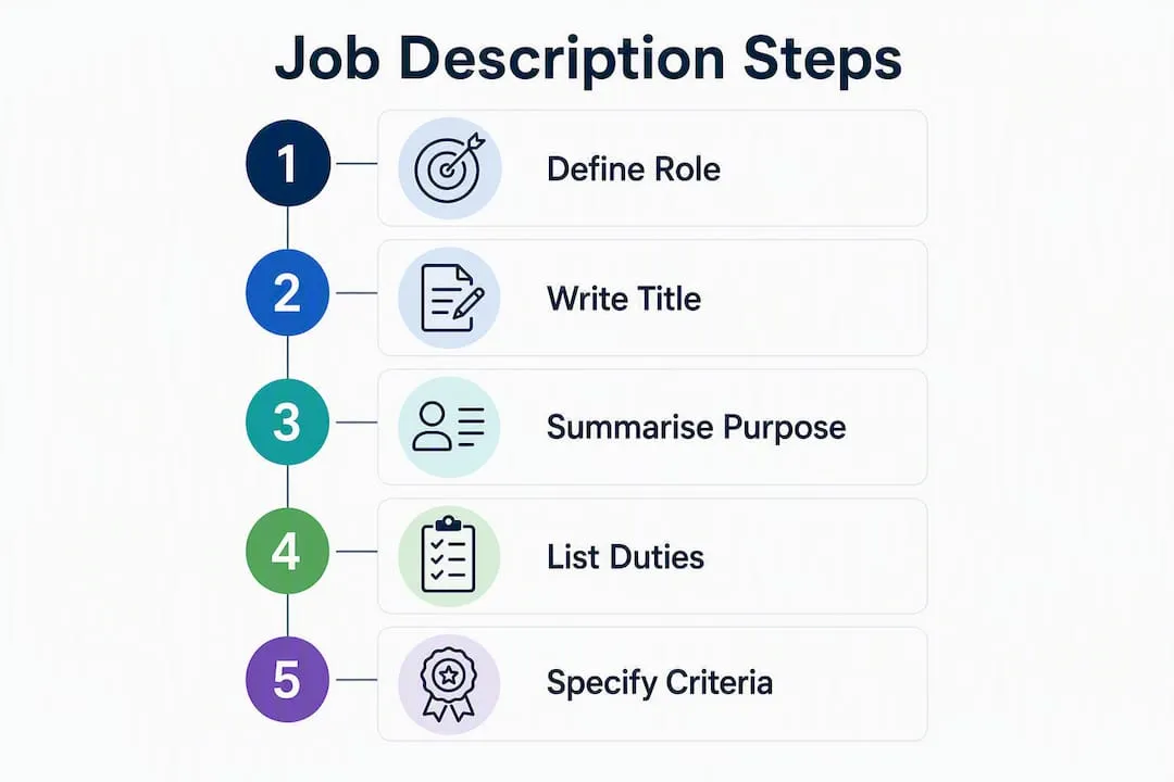 Infographic showing steps to create a job description