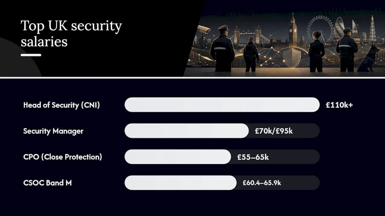 Salary comparison of highest-paying UK security roles