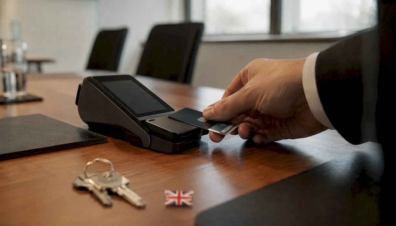 Payment card inserted into terminal