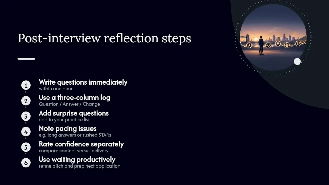 How to reflect on your interview and improve for next time — overview diagram