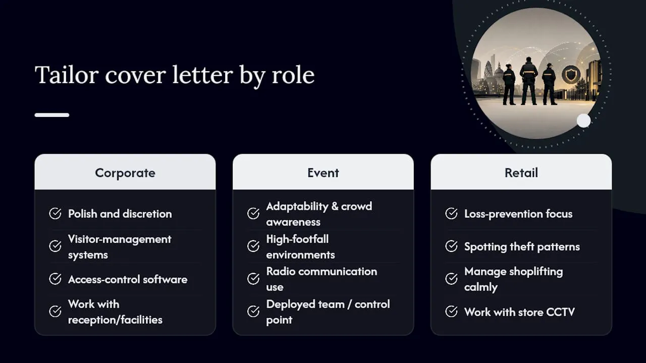 Tailoring your letter for corporate, event and retail security — overview diagram
