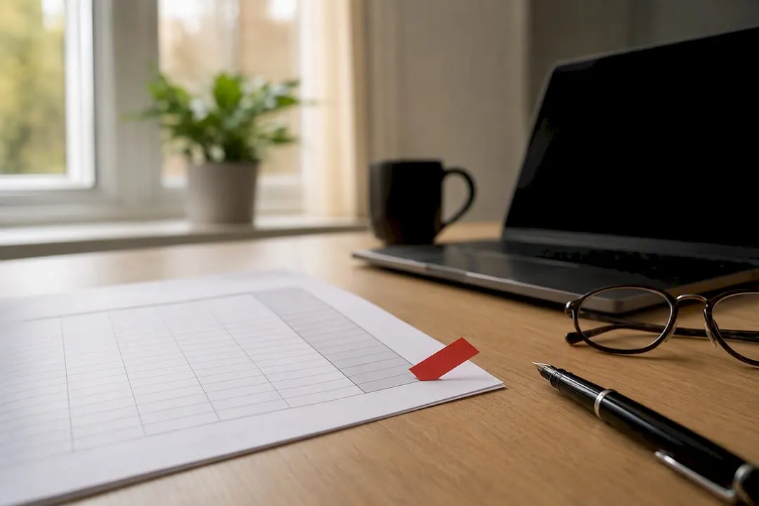 Compliance checklist with expiry date reminder on desk