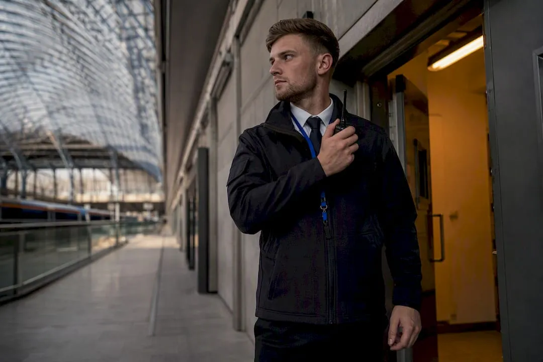 UK security officer checking station access
