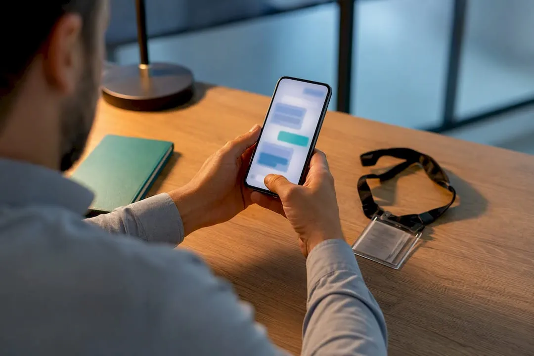 UK recruiter sharing vacancy from smartphone