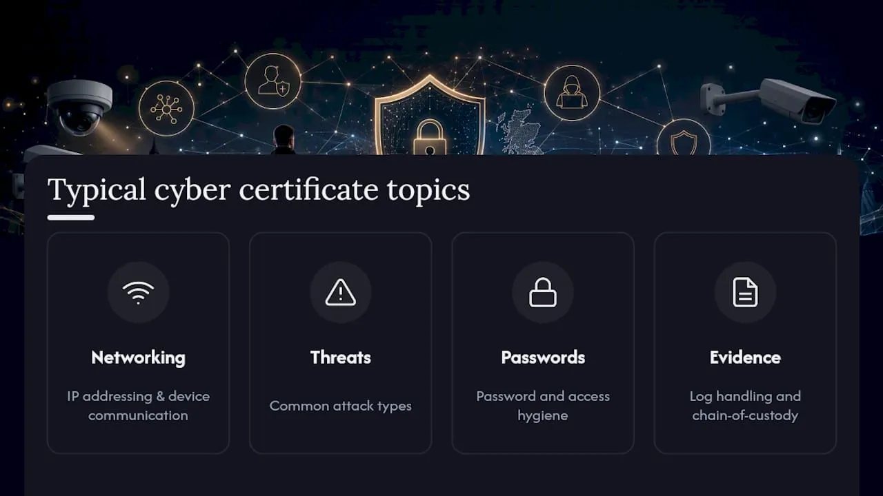 Cyber certificate skills relevant to CCTV work