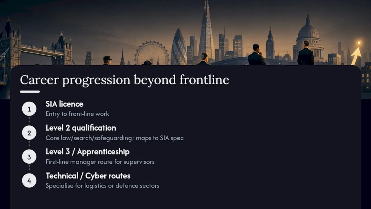Career progression beyond frontline licensing — overview diagram