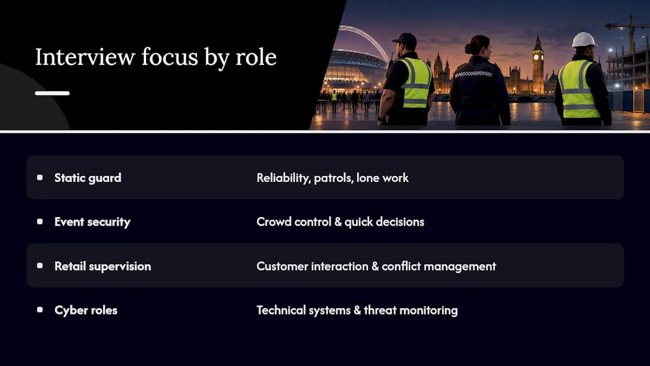 Security roles and interview focus comparison