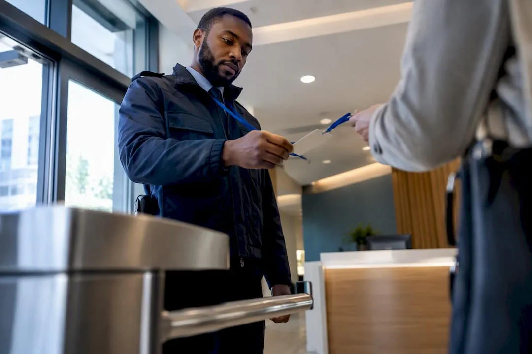 UK security officer checking site access