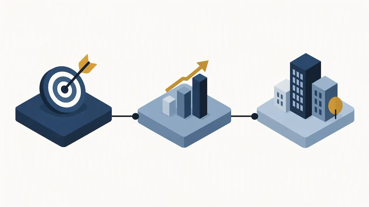 Three-part achievement business case structure